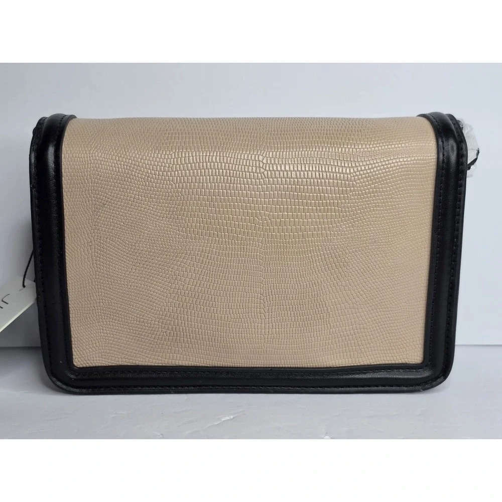 Jules Kae Mia Nude/Black Lizard Black‎ Vegan Leather Crossbody Purse Preppy NWT